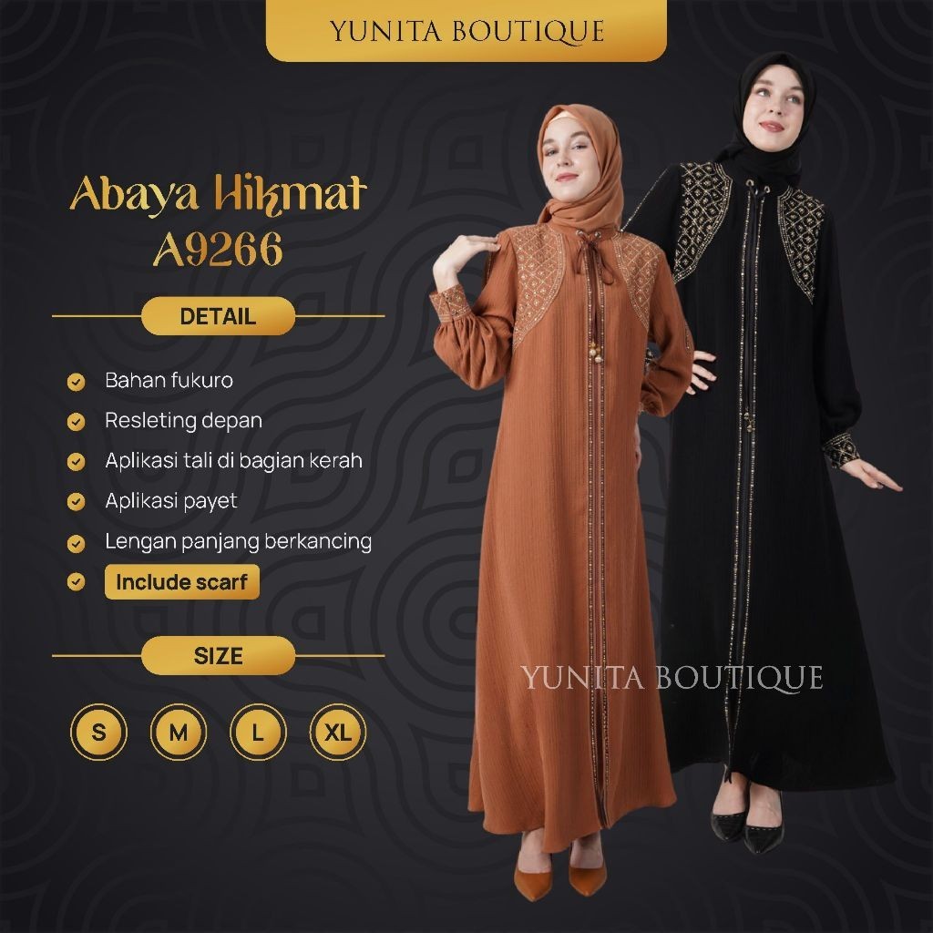 Abaya Hikmat A9266 Original Gamis Arabian Turkey Fashion Muslim Wanita Kekinian By Abayahikmat_yunitabutik (SEPESIAL RAHMADHAN)