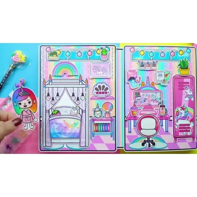 

Toca Boca Mainan Edukasi Paper Book Paper Doll Toca Unicorn House Edisi 62 Quite book ( Sudah Disusun )