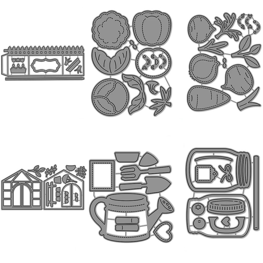 

Build A Greenhouse Die Watering Can and Veggies Metal Cutting Dies For DIY Scrapbooking Photo Album Decorative Craft Card Making
