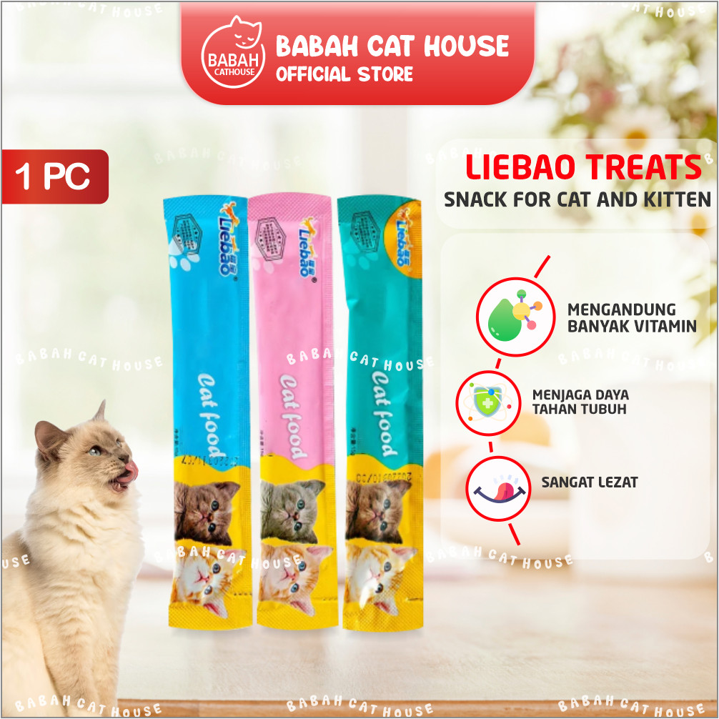 LIEBAO Cat Treats 15gr Makanan Snack Cemilan Kucing Luquid Creamy Treat untuk Anak Kitten Dewasa Gra