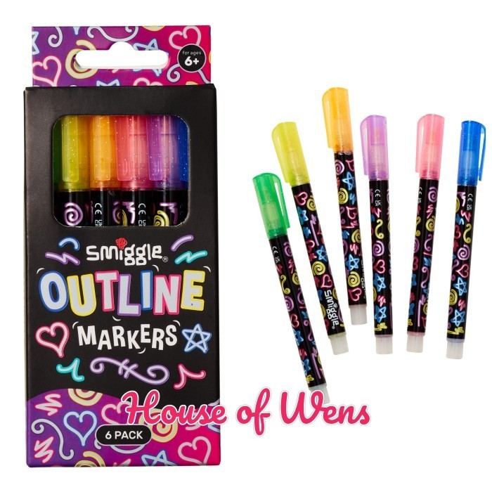 

SMIGGLE OUTLINE MARKERS PACK X6 ORIGINAL - PEN OUTLINE