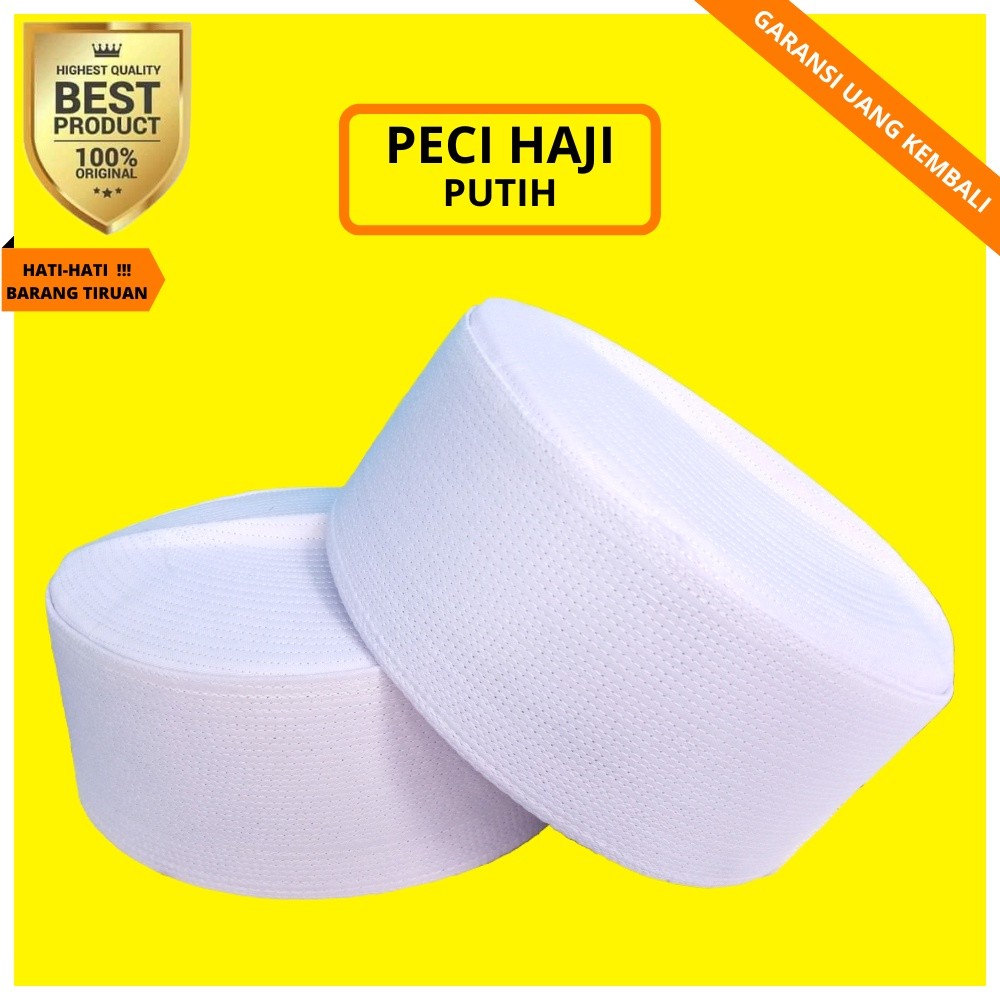 Peci Songkok Kopiah Haji Putih Polos untuk Anak dan Dewasa