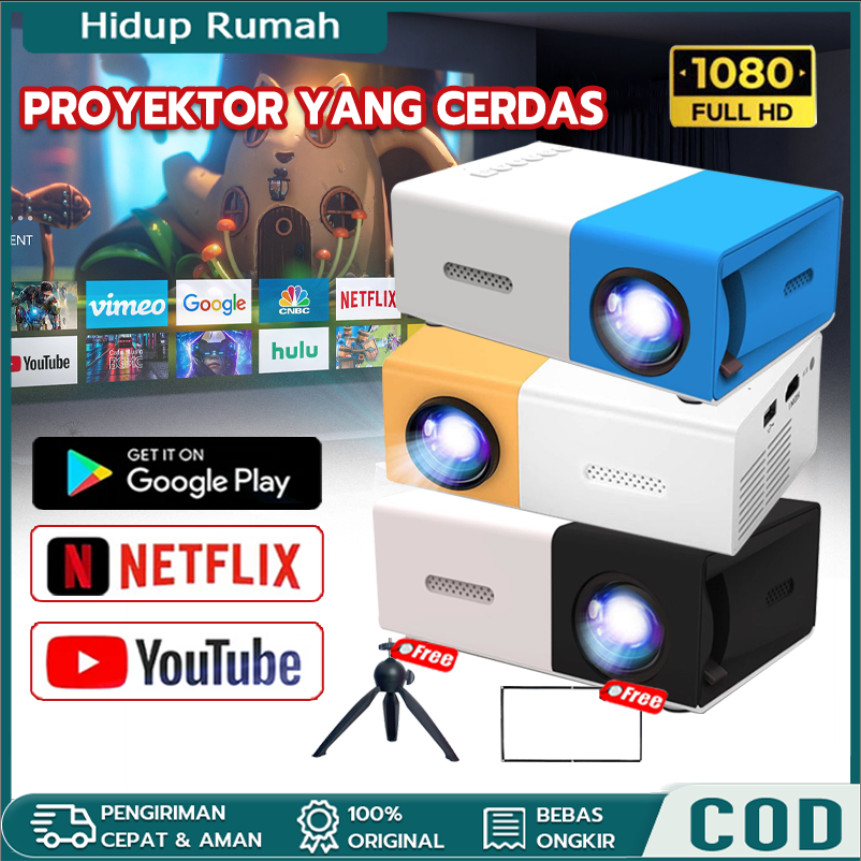 Proyektor Mini Proyektor Mini Portable HP Home Theater Android YG300 HDMI 5 tahun garansi