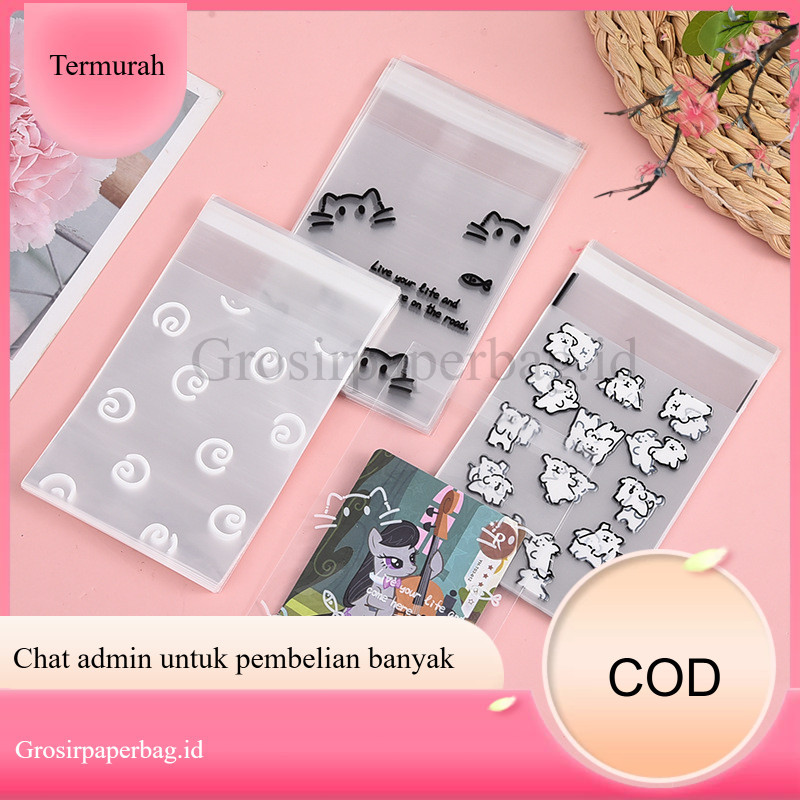 

100Pcs Bungkus Kado Multiguna - Plastik Photocard & Lomo Card dengan Lem, Ukuran 8x10 cm, Plastik Kemasan Kue Permen Serbaguna