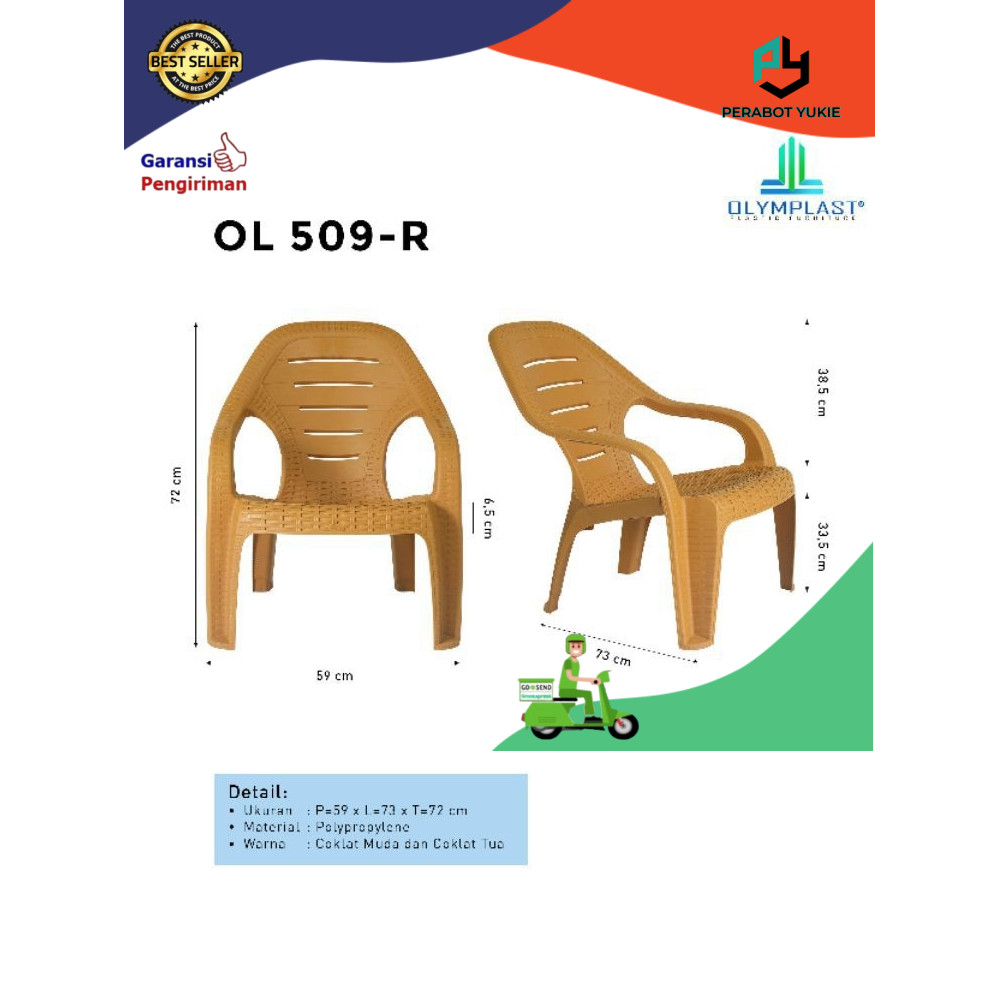 PY ( INSTANT ) KURSI TAMU MEJA TAMU / KURSI TERAS OLYMPLAST / KURSI SANTAI OLYMPLAST ( 1 BUAH )