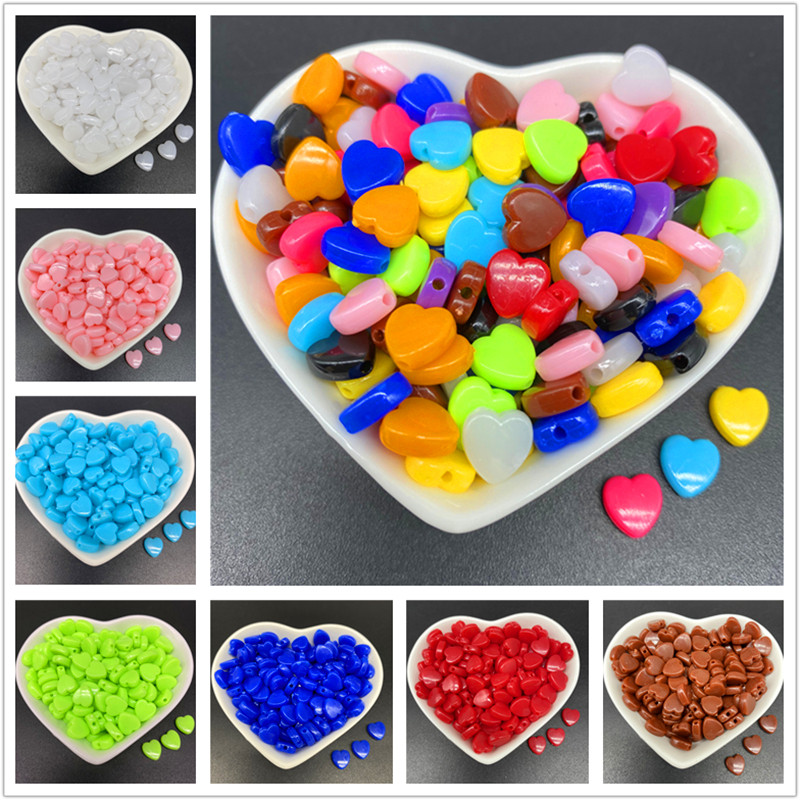 

50pcs/Lot 9mm Acrylic Beads Heart Shape Spacer Beads For Jewelry Making DIY Bracelet Necklace Pendant Making