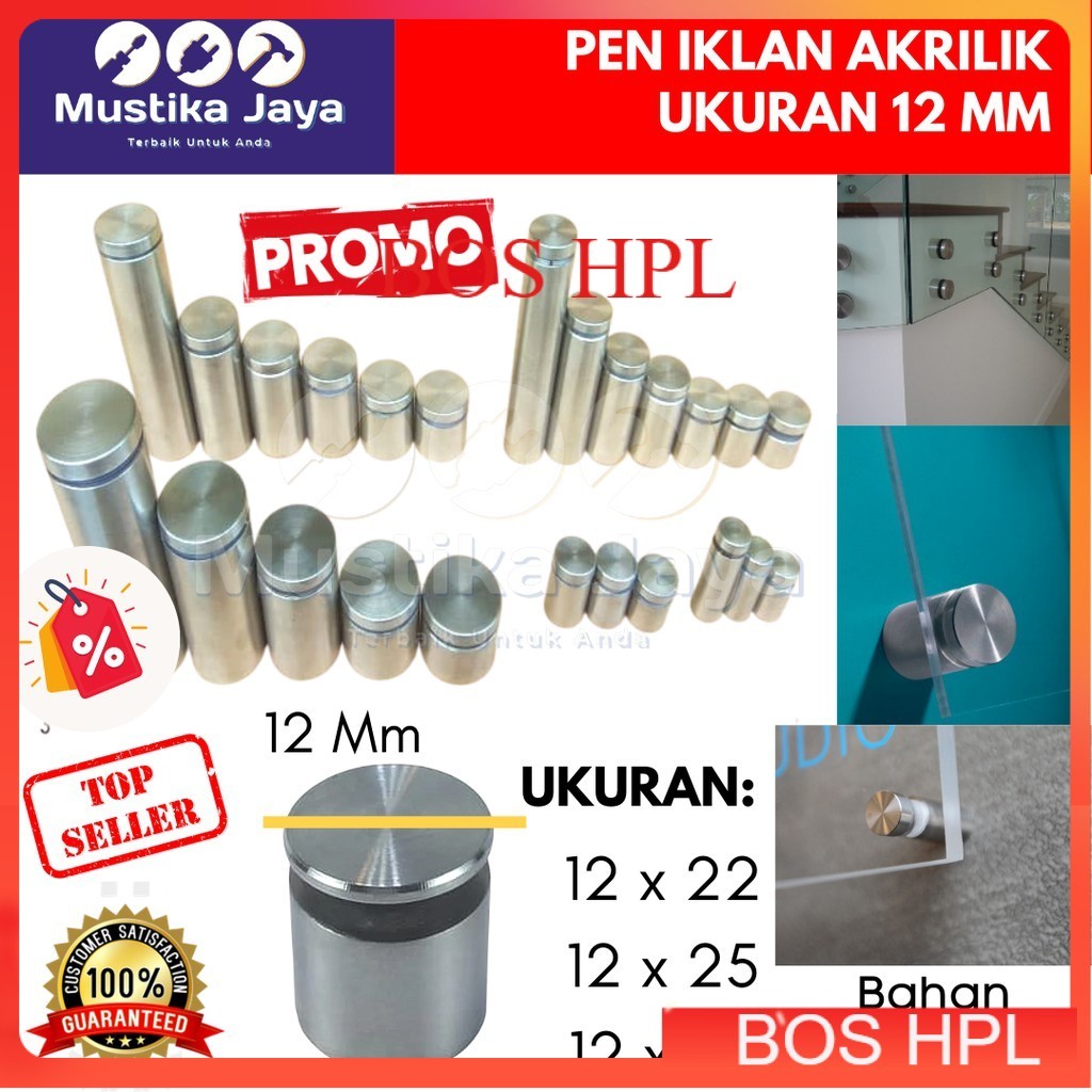 Pen Iklan Akrilik Sign Board Stainless Kaca Baut Papan Akrilik 12 mm