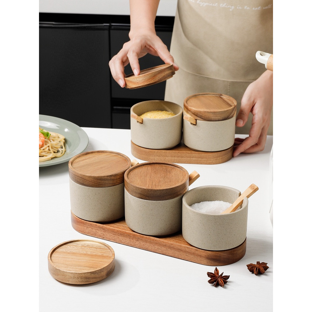 Ceramic seasoning jar set seasoning box kitchen large capacity seasoning storage jar restaurant hous