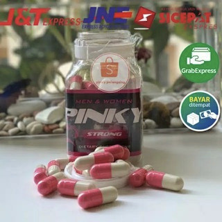 Pinky Pelangsing Strong Obat Diet Herbal Kapsul Diet Pink putih kemasan botol isi 30 ready bosku
