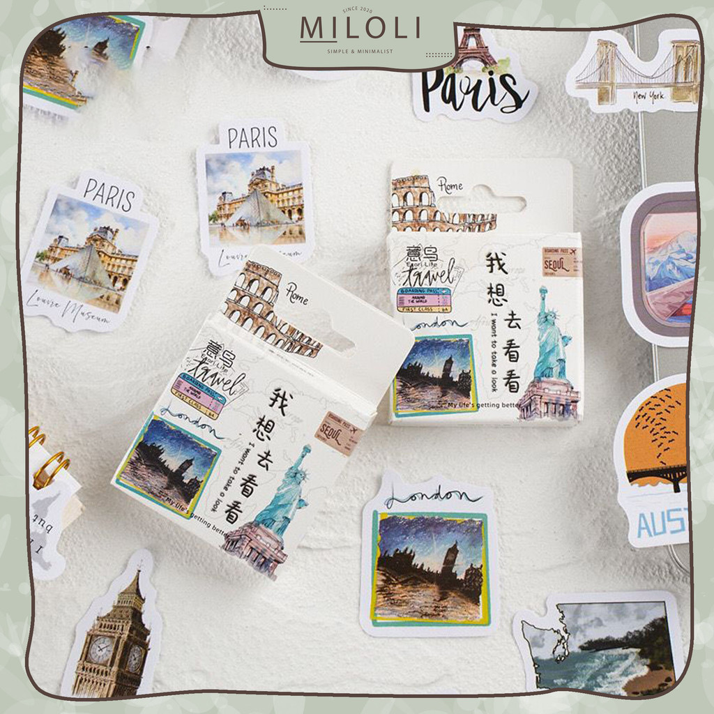 

[MILOLI] 46Pcs CUTE BUILDING SCENERY Deco Sticker DIY Scrapbook Stiker Jurnal Dekorasi Diary Kotak - B0505