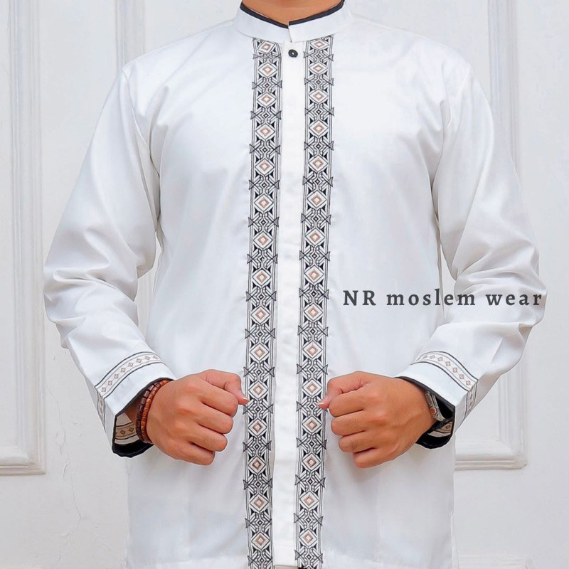 BAJU KOKO PUTIH DEWASA TANGAN PANJANG  / KOKO ARRAHMAN PANJANG / BAJU KOKO KATUN ADEM kode ( ARK )