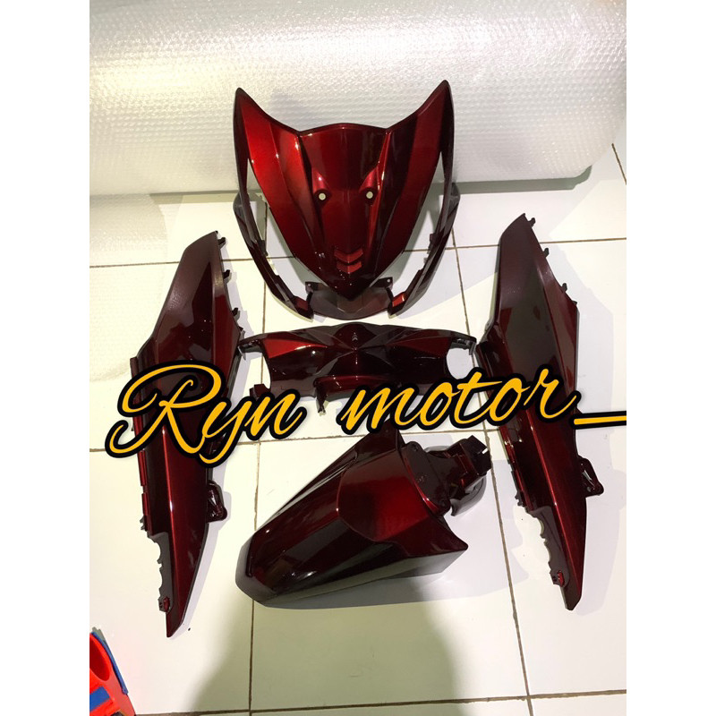 cover body full halus honda beat fi tahun 2013 2014 2015 merah candy gelap