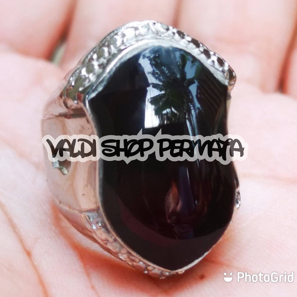 Cincin Batu Akik Natural Yaman Wulung Merah Ring Terompah Kristal