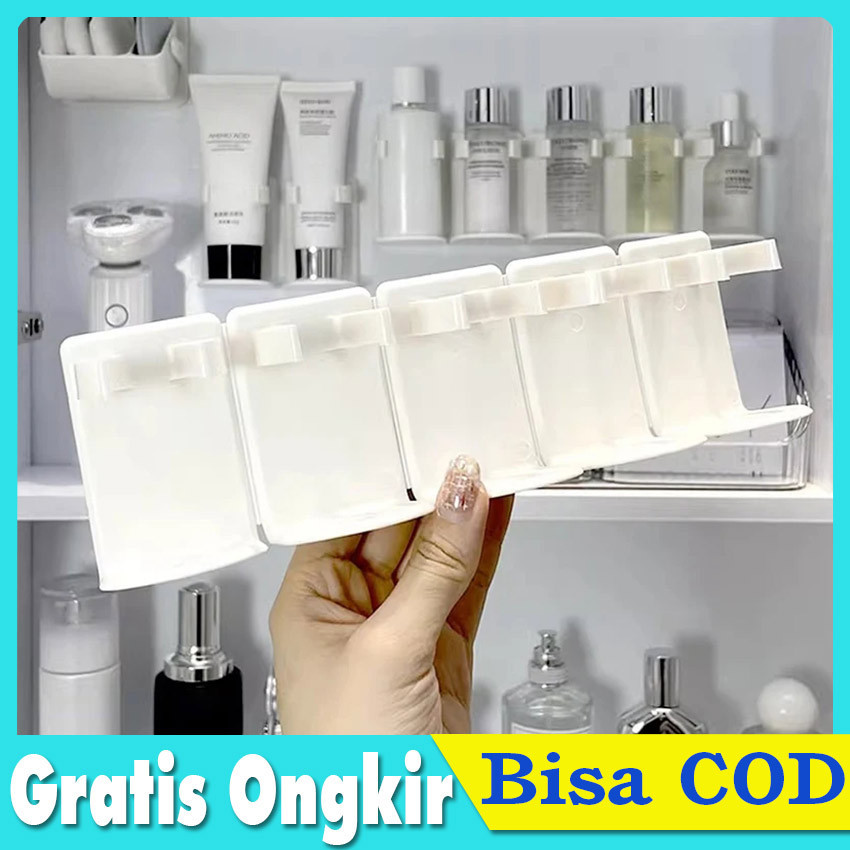 Rak Botol Serbaguna / Tempat Alat Botol Skincare / Rak Gantung Tempel dinding