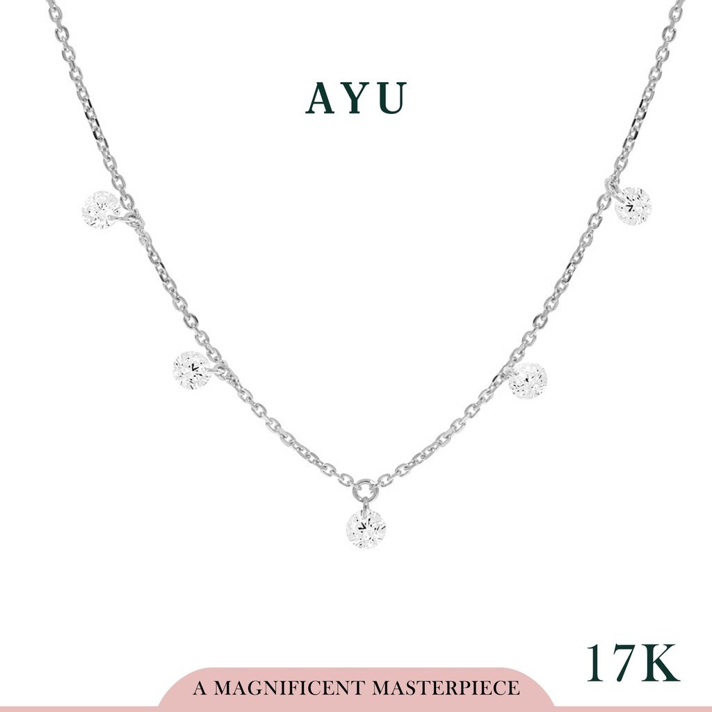 AYU Kalung Emas Korea - 5 Candy Pop Chain Necklace 17K White Gold