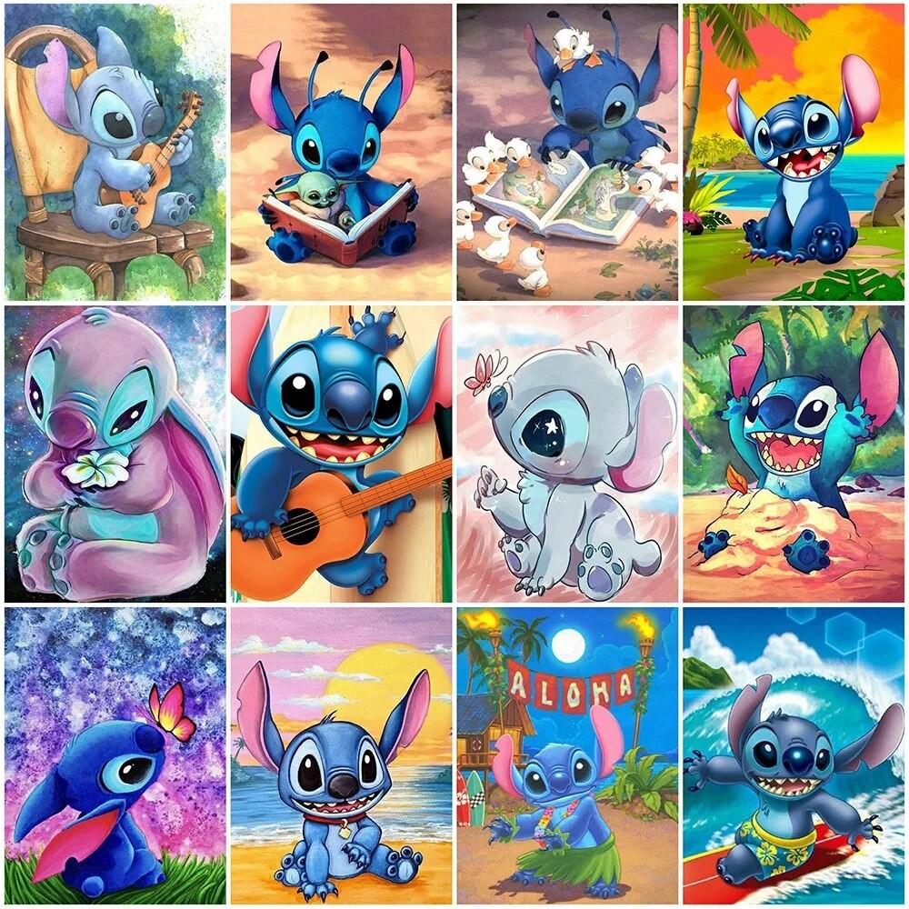 

Disney Paint By Number Kit Stitch Painting By Numbers Cartoon With Frame Acrylic On Canvas Home Bedroom Wall Artwork
