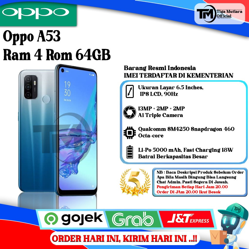 Oppo A53 Ram 4/64GB | Ram 4/128GB | Ram 6/128GB Segel Original &amp; Bergaransi Resmi
