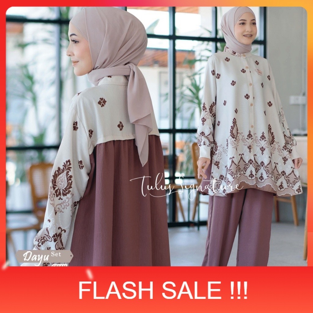 PROMO Tulus Signature Setelan One Set Wanita Jumbo Kekinian Baju Ootd Outfit Kondangan Crinkle Ld 12