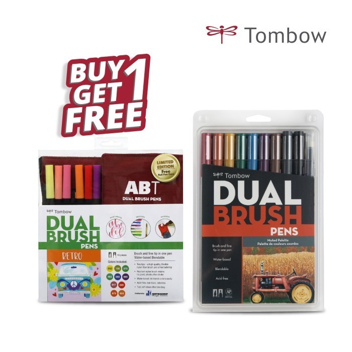 

PROMO!! -BUNDLE SET 20 PCS ABT TOMBOW BRUSHPEN FREE POUCH - Pstl+Gryscl NP