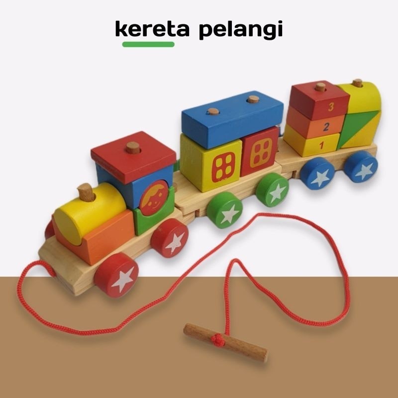 nafisah edutoys mainan KERETA PELANGI balok kayu edukasi edukatif sennsory montessori toys