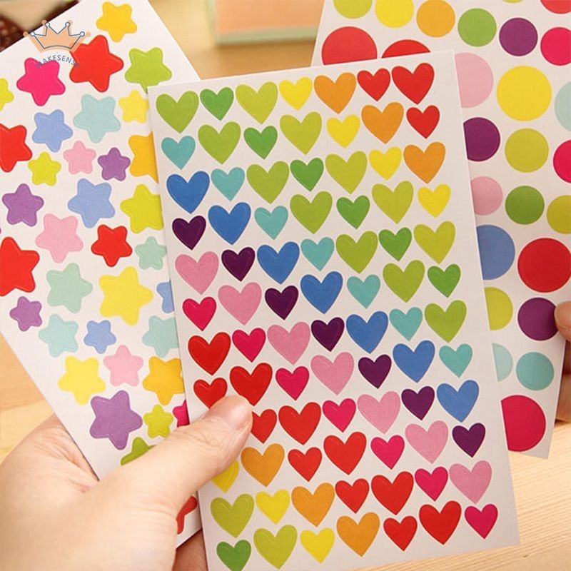 

Korea album foto dekorasi cinta stiker pelangi pentagram pelangi 9pcs pack warna-warni Stiker titik-titik DIY MK