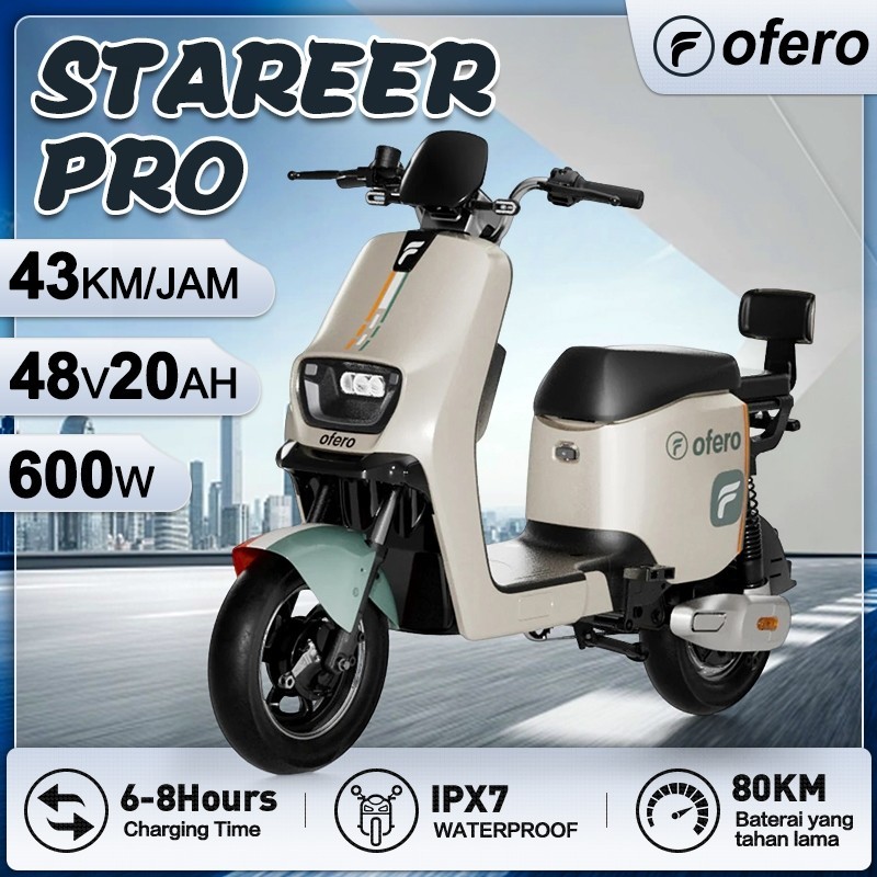 OFERO Sepeda listrik / Sepeda Listrik Dewasa 48V20A / Sepeda Motor Listrik 600Watt 80KM