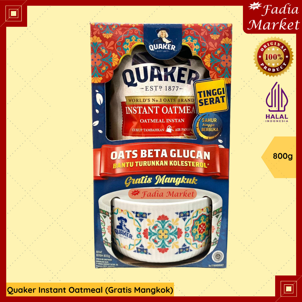 

Quaker Havermout Oatmeal Gandum Cereal Instant Air Panas Free Mangkok 800g