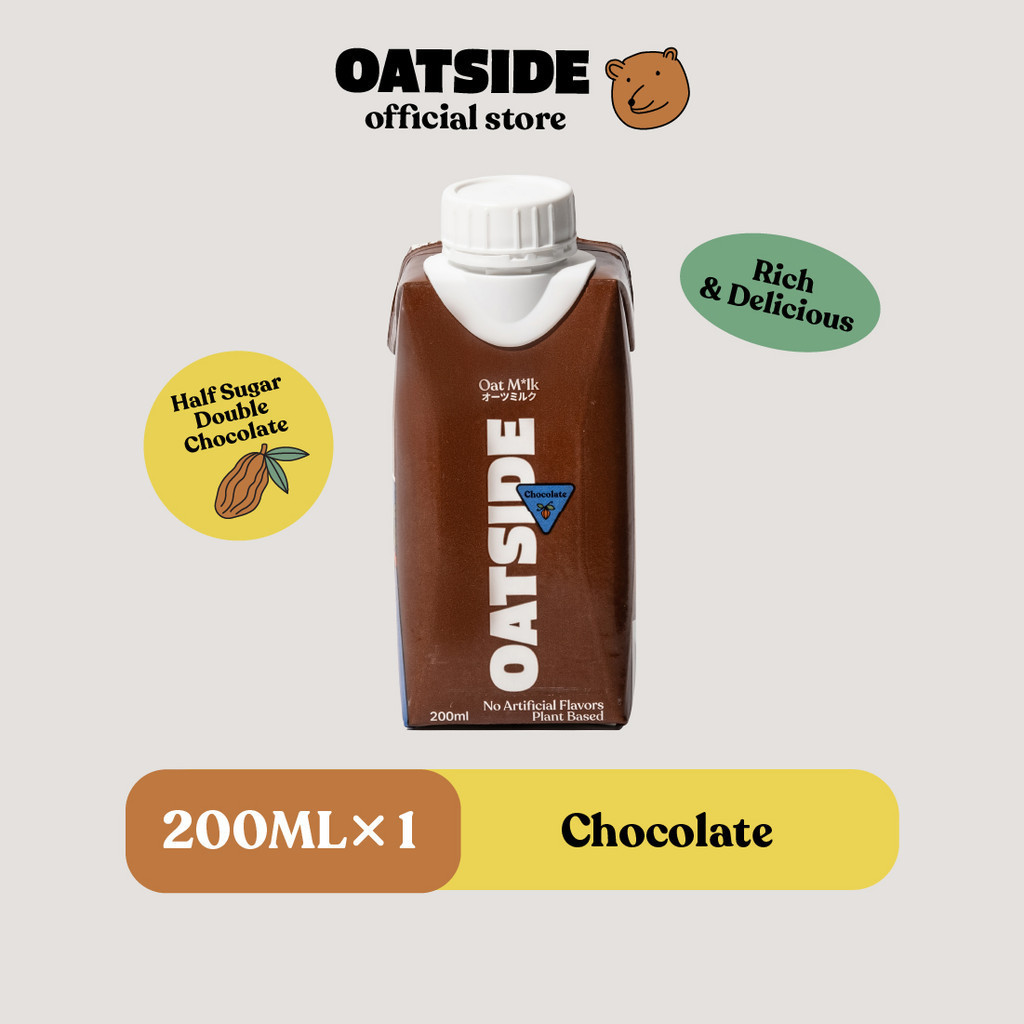 OATSIDE Chocolate Oat Milk 200ml Cap (Kemasan Tutup Botol) | Susu Oat Rasa Cokelat