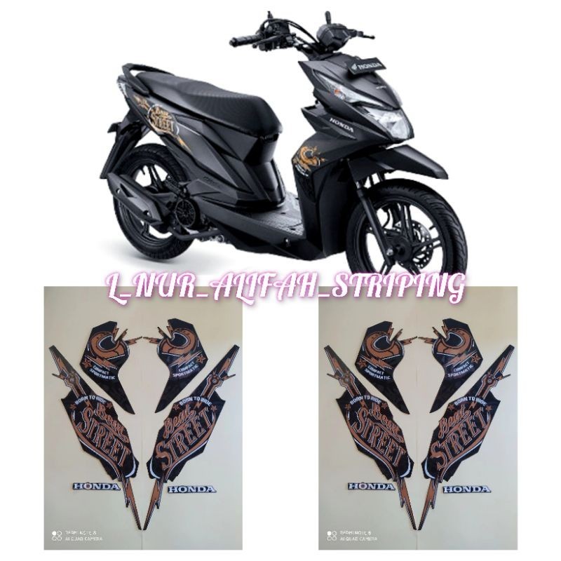 STIKER STRIPING LIS LES POLET BODY MOTOR BEAT STREET 2019 WARNA HITAM