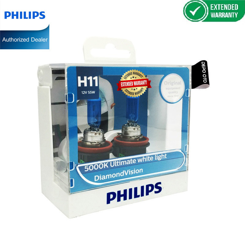 Philips Diamond Vision 5000K H11 Bohlam Lampu Mobil Putih