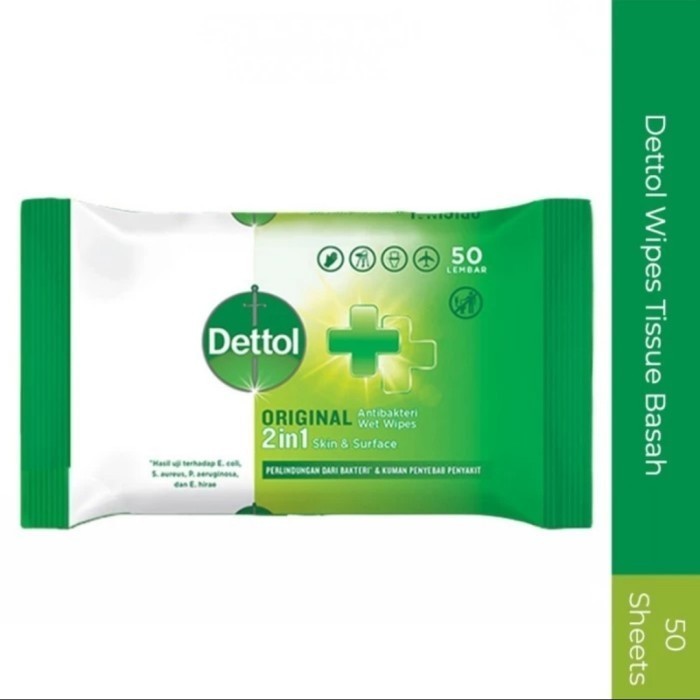 Dettol wet wipes tissue basah original 50s / tisu basah 50 Lembar