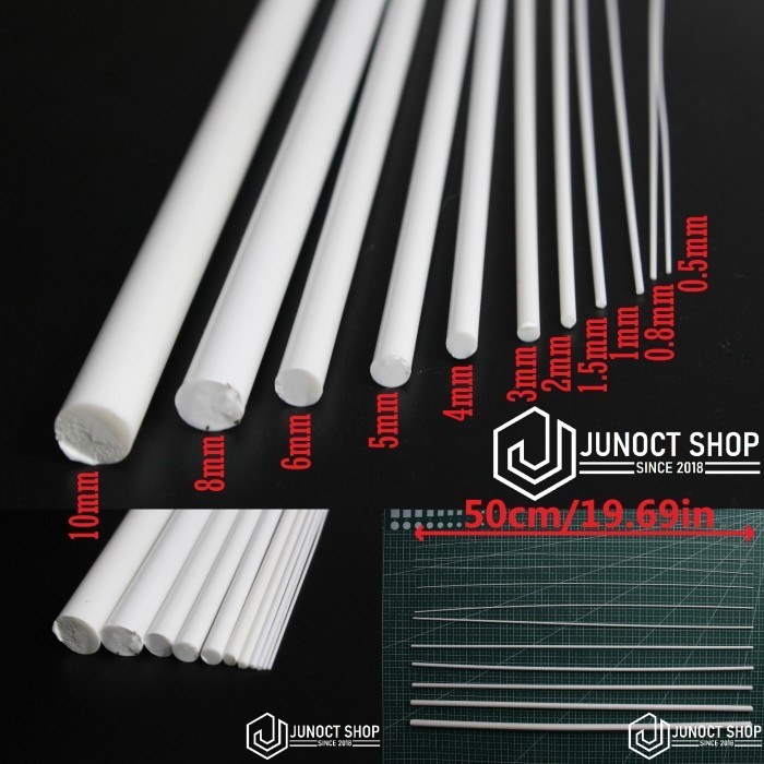 ABS Round Bar - Plastik Maket Pipa Bulat Lingkaran Padat Stick Rod PVC