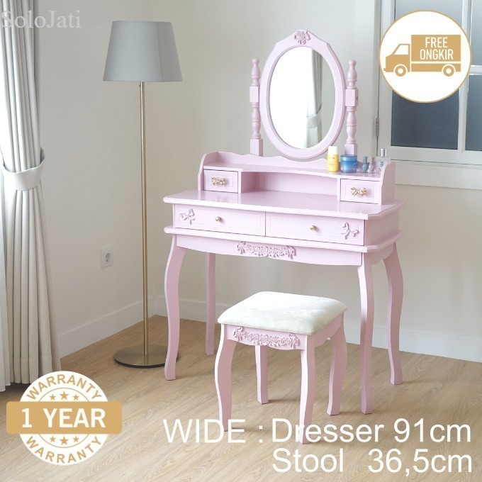 

Meja Rias Dresser Stool Set bebe Cantik Minimalis Kayu princess murah