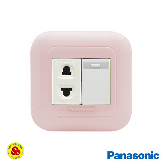 Panasonic Saklar Kombinasi dengan Stop Kontak Universal Pastel Pink -LTA34