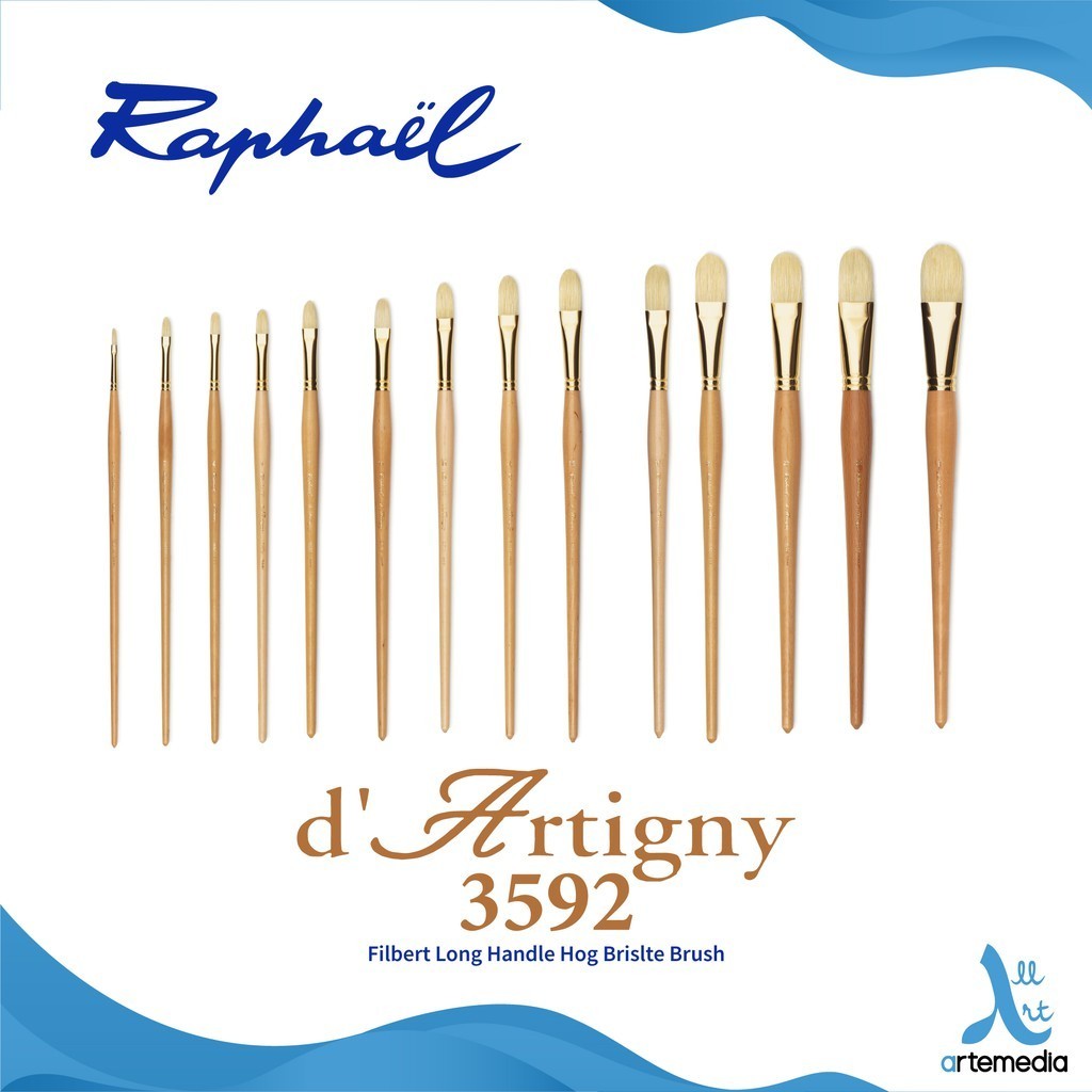 

Raphael 3592 Kuas Lukis Filbert D Artigny Hog Bristle Brush Long Handle