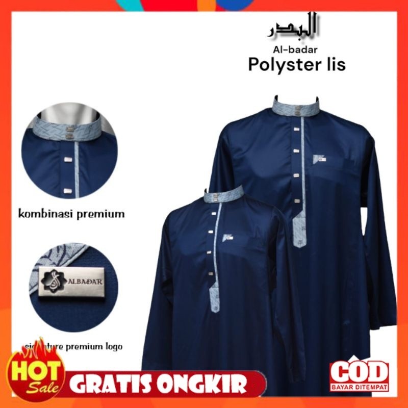 KAIN ADEM HALUS TEBAL / Jubah Albadar list Polyester Non Manset export Gamis Jubah Pria Al Noor Al H