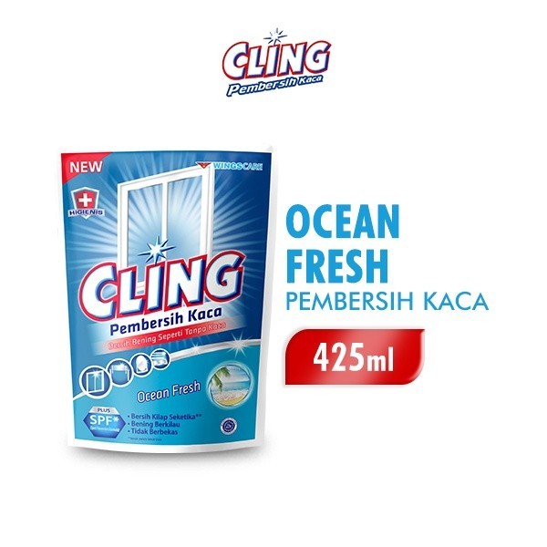 Cling Pembersih Kaca Biru Ocean Fresh 425 ml