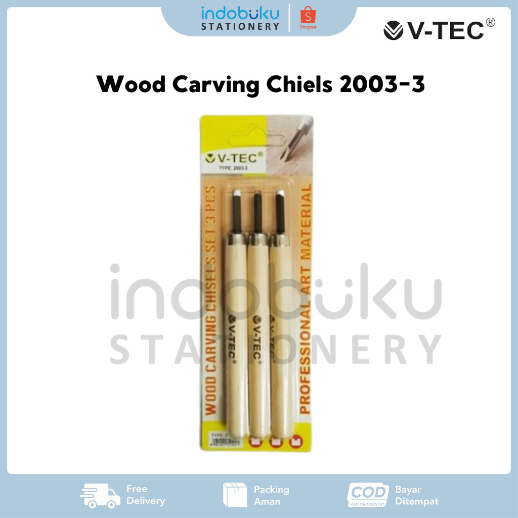

Wood Carving Chiels Pahat Ukir Kayu Set 3 Pcs V-Tec 2003-3