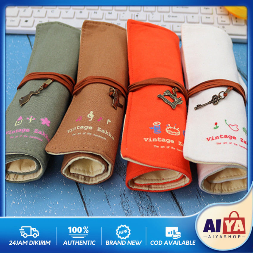 

Tempat Pensil Gulung / Roll Up Art Bag Bahan Kanvas / Tempat Pencil Gambar Roll Pouch Kuas Makeup Gulung