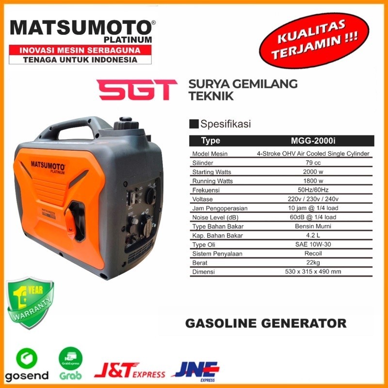 Genset Silent 2000 Watt Super Silent Genset Inverter Matsumoto