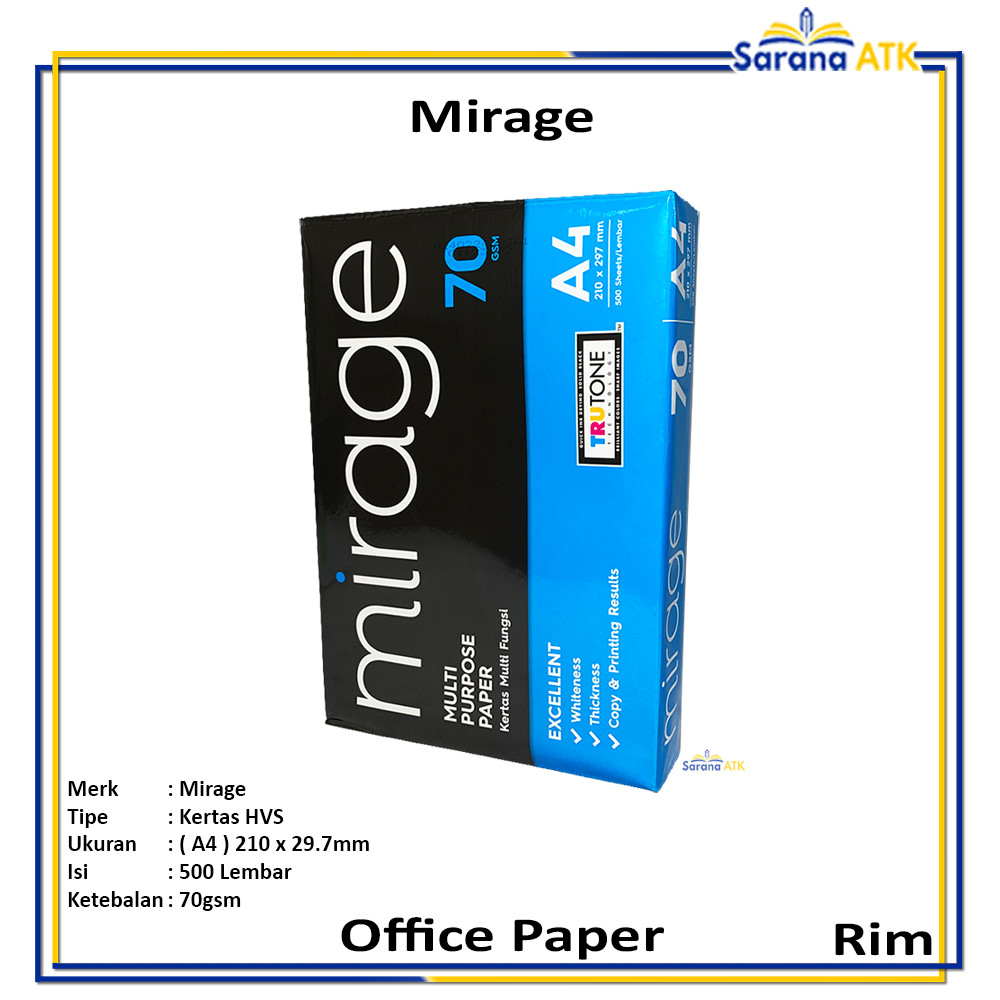 

Mirage - kertas Print Multi Purpose Paper A4 70gsm - Rim