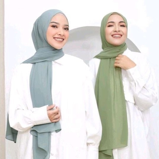 [COD] Pashmina Ceruty Babydoll 40 Warna | Hijab Jilbab Pasmina warna Sage Green