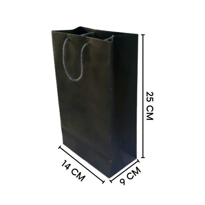 

Paper bag HITAM ukuran wafer goodie bag 14 x 25 CM souvenir tas kraft