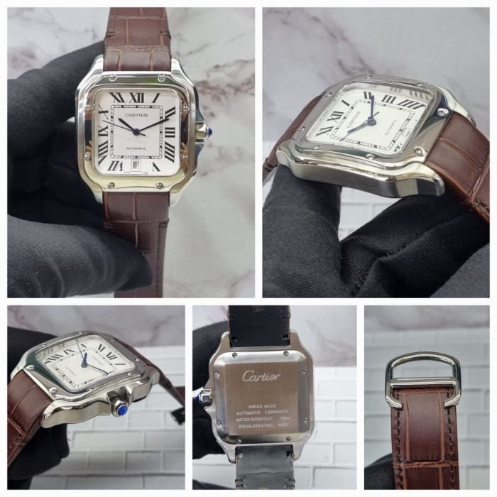 Jam tangan cartier automatic mewah termurah jam tangan automatic ring silver leather 40mm