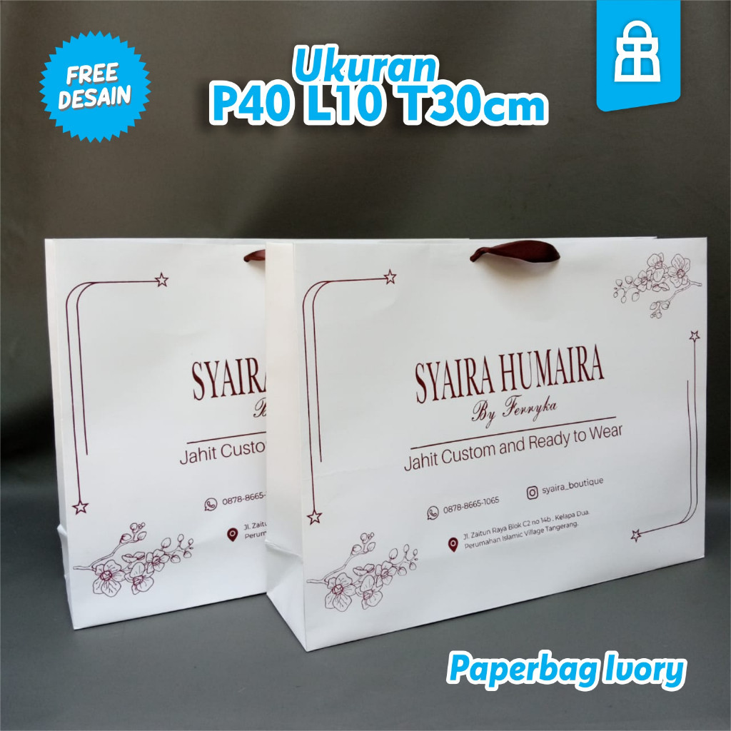 

Custom Paper bag bahan Ivory tebal cocok untuk Paperbag Bridesmaid, Paperbag Gamis,Paperbag Sepatu Paperbag Souvenir Pernikahan