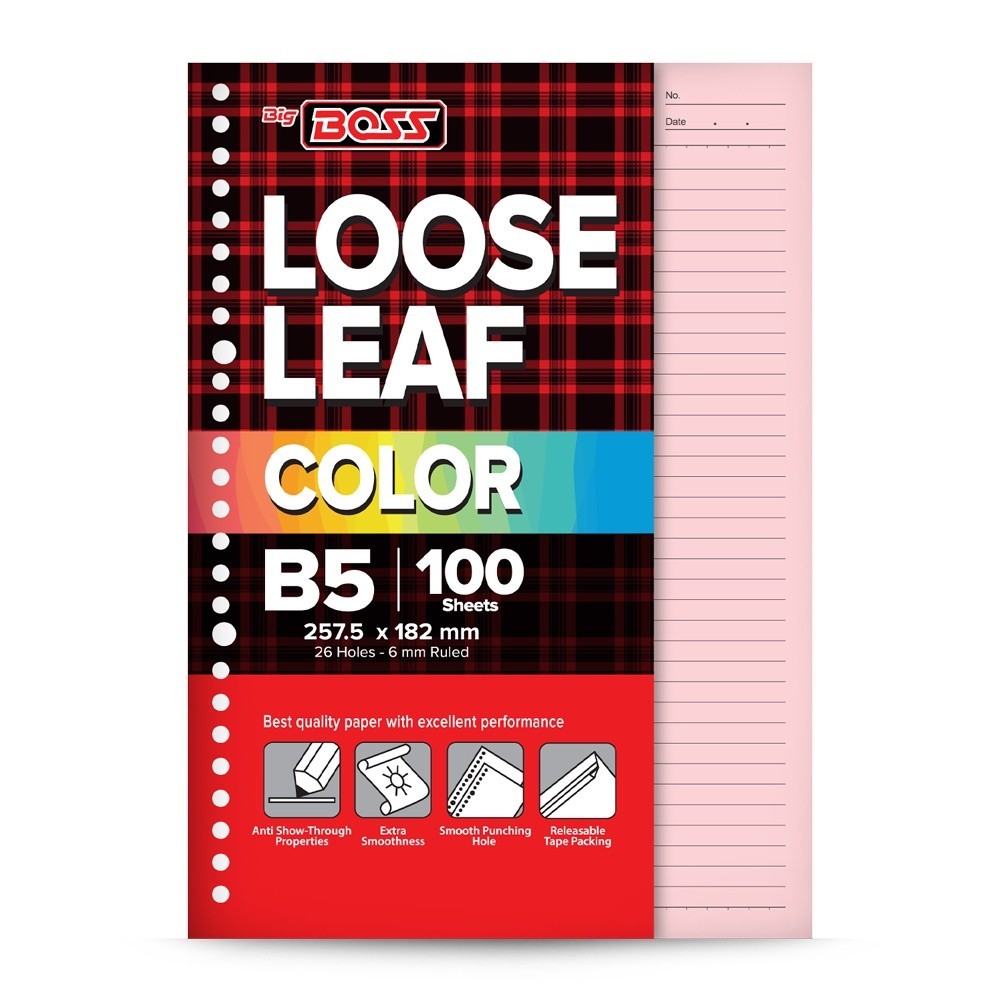 

[Stationery Spectrum] BigBoss Loose Leaf B5 100 Lembar Pink BBO LL 100 B5 170