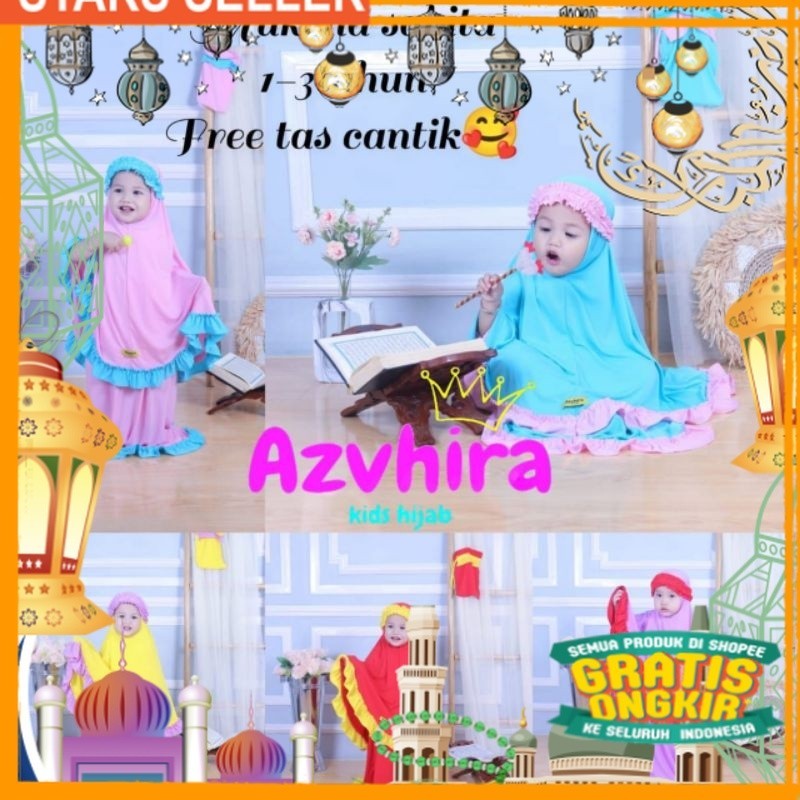 MUKENA ANAK KIDS SABITA FREE TAS CANTIK 1-3TAHUN JERSEY PREMIUM/ Pink Dusty Fanta Merah muda