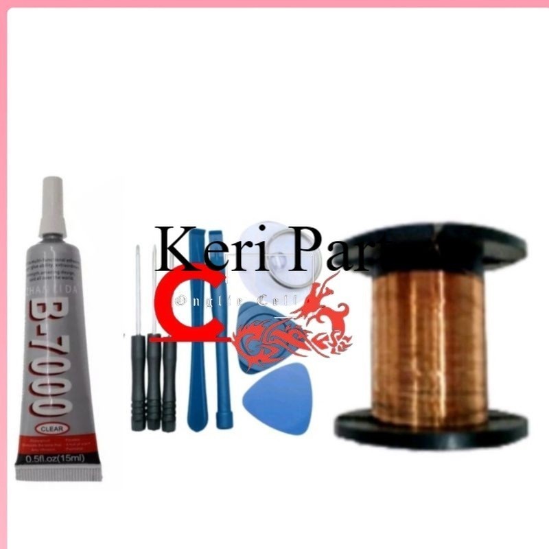 TOOLS SERVIS Alat tools tols obeng 8in1 lem B7000 15 ml hitam + kawat jumper tembaga pemisah lcd tou