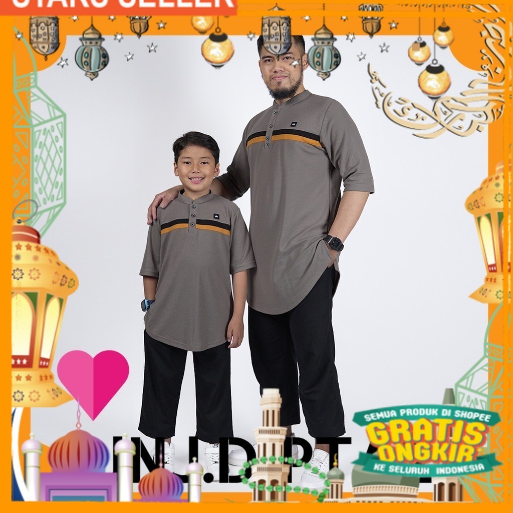 3.3 RAMADHAN SALE KHOIRUMMAH Koko Kurta Zubair Couple | Baju Muslim Ayah Dan Anak | Kaos Koko Lengan