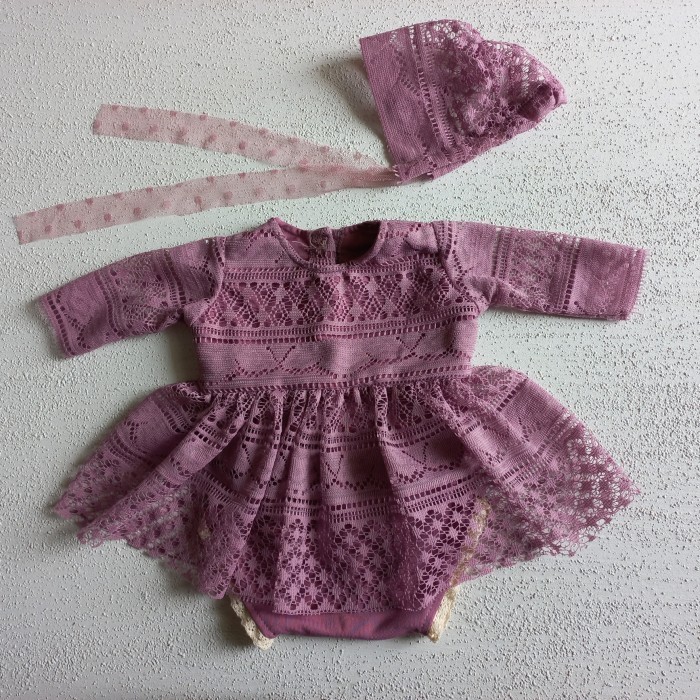 dress bayi newborn girl properti foto bayi newborn - Ungu